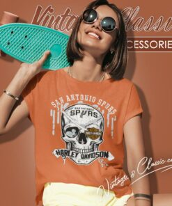 San Antonio Spurs Harley Davidson Skull Shirt 6 San Antonio Spurs Harley Davidson Skull Women T Shirt