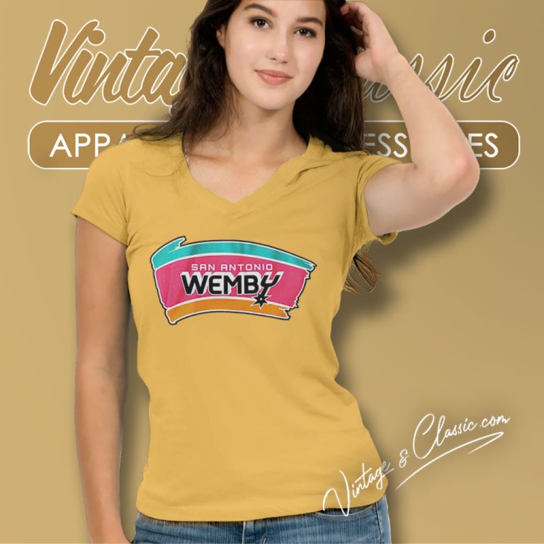 San Antonio Spurs Wemby Logo V Neck TShirt San Antonio Spurs Wemby Logo V Neck TShirt