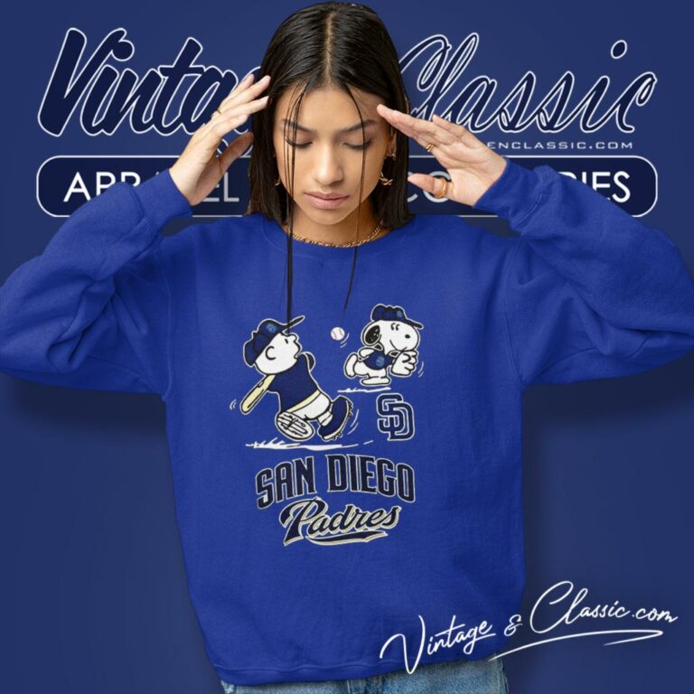 San Diego Padres Charlie Brown And Snoopy Playing Baseball Sweatshirt San Diego Padres Charlie Brown And Snoopy Playing Baseball Sweatshirt