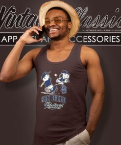San Diego Padres Charlie Brown And Snoopy Playing Baseball Tank Top Racerback