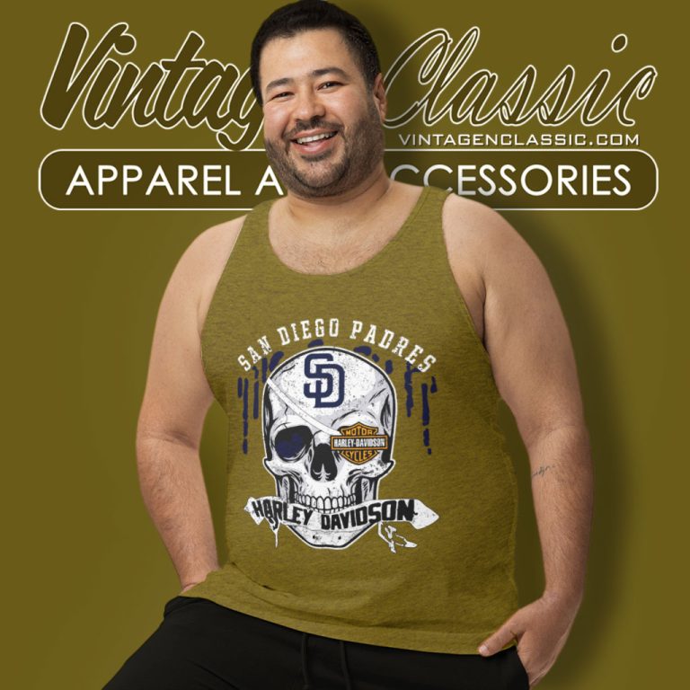 San Diego Padres Harley Davidson Skull Tank Top Racerback San Diego Padres Harley Davidson Skull Tank Top Racerback