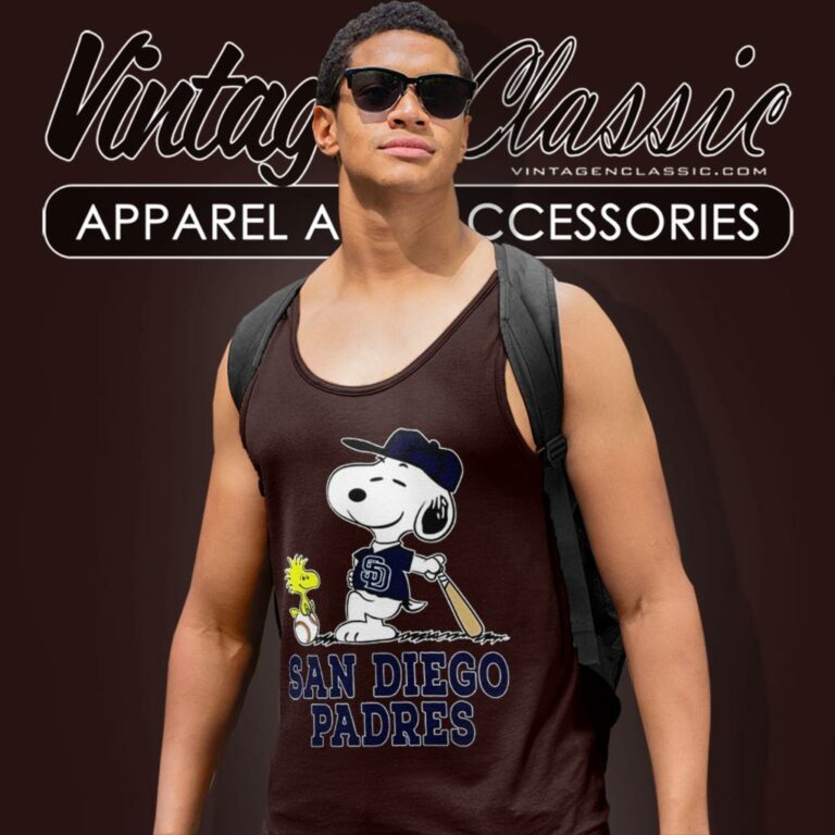 San Diego Padres Snoopy Woodstock Baseball Tank Top Racerback San Diego Padres Snoopy Woodstock Baseball Tank Top Racerback