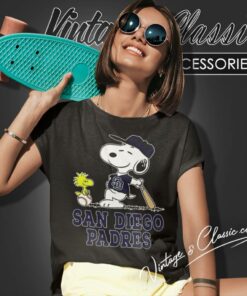 San Diego Padres Snoopy Woodstock Baseball Women T Shirt