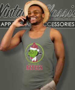 San Diego State Aztecs Ncaa Christmas Grinch Shirt I Hate People But I Love My Aztecs Tank Top Racerback