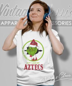 San Diego State Aztecs Ncaa Christmas Grinch Shirt I Hate People But I Love My Aztecs Women TShirt