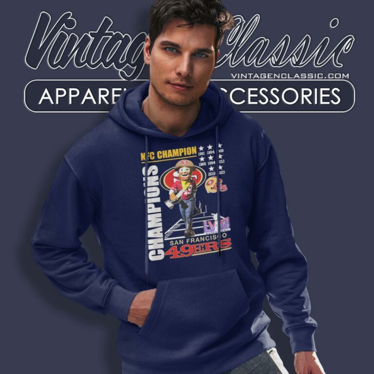 San Francisco 49ers 2023 Nfc Champions Super Bowl Lviii 1981 2023 Mascot Hoodie San Francisco 49ers 2023 Nfc Champions Super Bowl Lviii 1981 2023 Mascot Hoodie