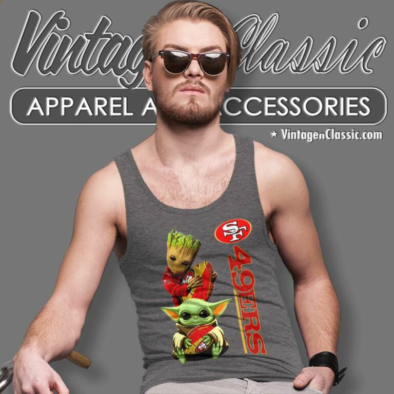 San Francisco 49ers Baby Yoda And Groot Tank Top Racerback San Francisco 49ers Baby Yoda And Groot Tank Top Racerback