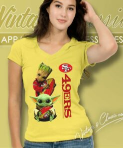 San Francisco 49ers Baby Yoda And Groot V Neck TShirt