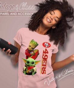 San Francisco 49ers Baby Yoda And Groot Women TShirt
