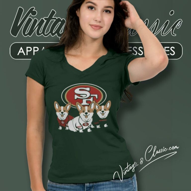 San Francisco 49ers Corgi V Neck TShirt San Francisco 49ers Corgi V Neck TShirt