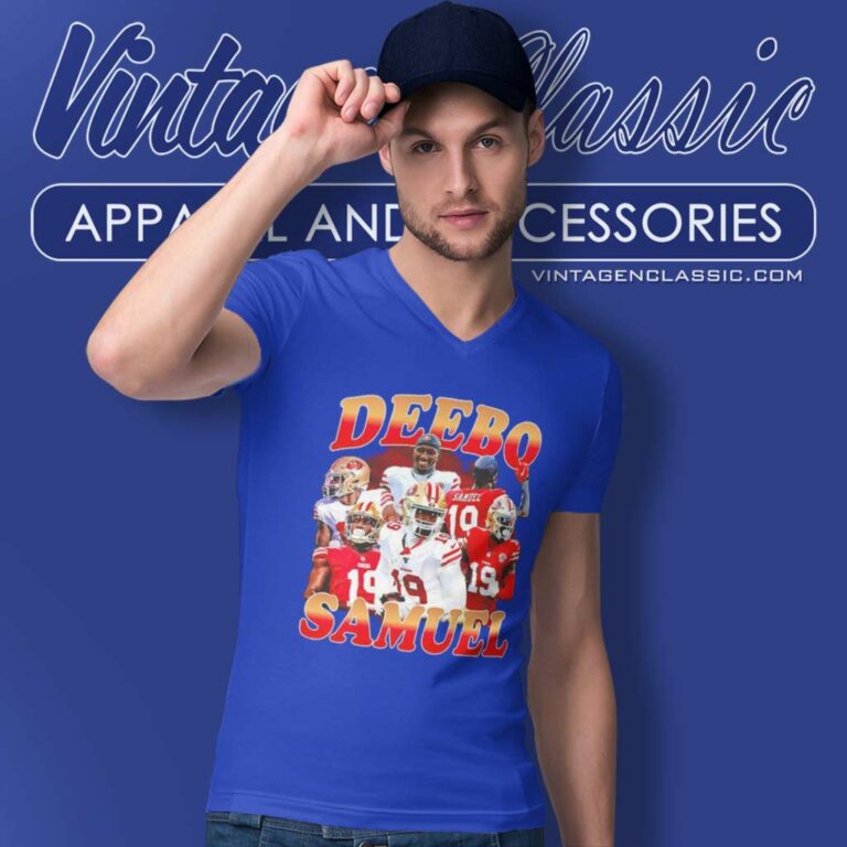 San Francisco 49ers Deebo Samuel Number 19 V Neck TShirt San Francisco 49ers Deebo Samuel Number 19 V Neck TShirt