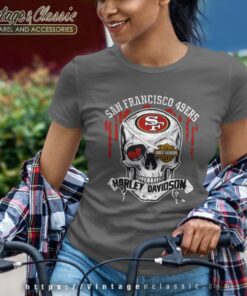 San Francisco 49ers Harley Davidson Skull Women TShirt