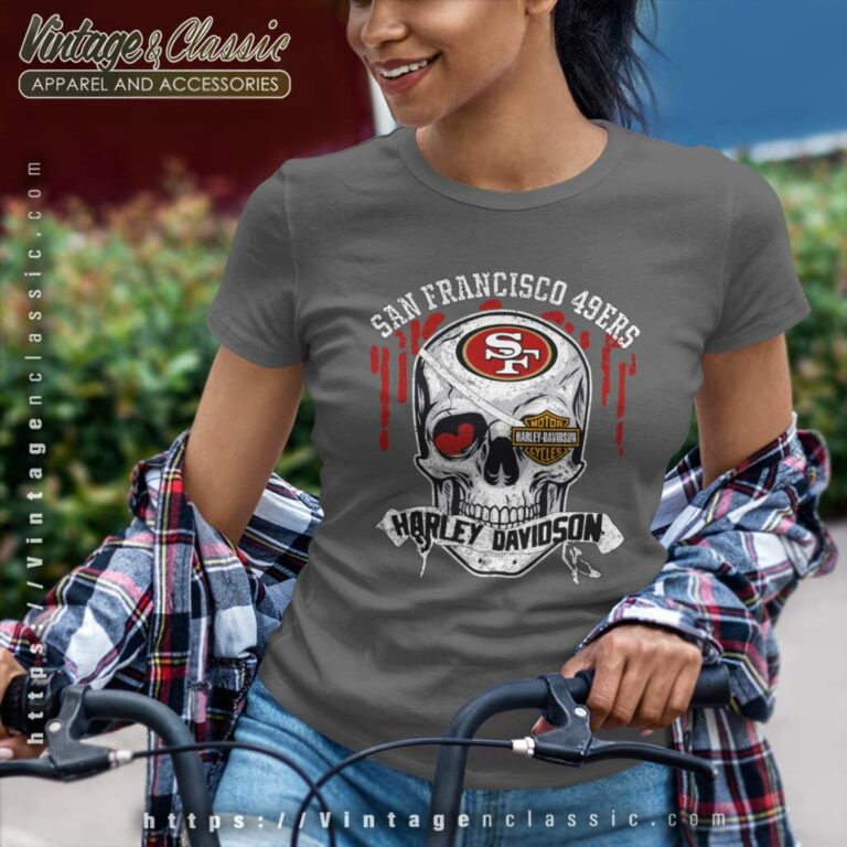 San Francisco 49ers Harley Davidson Skull Women TShirt San Francisco 49ers Harley Davidson Skull Women TShirt