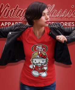 San Francisco 49ers Hello Kitty Shirt 6 San Francisco 49ers Hello Kitty V Neck TShirt