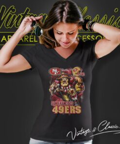 San Francisco 49ers Mascot Helmet V Neck TShirt
