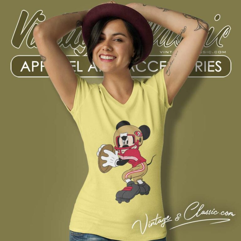 San Francisco 49ers Mickey Mouse Disney V Neck TShirt San Francisco 49ers Mickey Mouse Disney V Neck TShirt