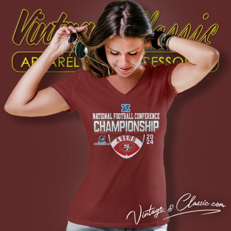San Francisco 49ers Nfc American Football Conference Championship 2023 2024 V Neck TShirt San Francisco 49ers Nfc American Football Conference Championship 2023 2024 V Neck TShirt