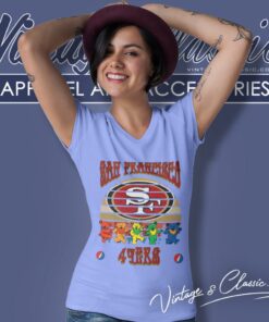 San Francisco 49ers Nfl Grateful Dancing Bears Retro V Neck TShirt