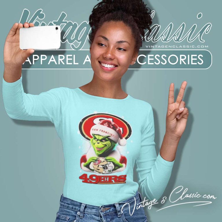 San Francisco 49ers Santa Grinch Christmas Love Long Sleeve Tee San Francisco 49ers Santa Grinch Christmas Love Long Sleeve Tee