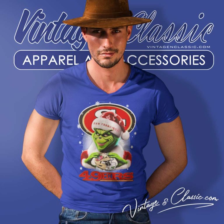 San Francisco 49ers Santa Grinch Christmas Love V Neck TShirt San Francisco 49ers Santa Grinch Christmas Love V Neck TShirt