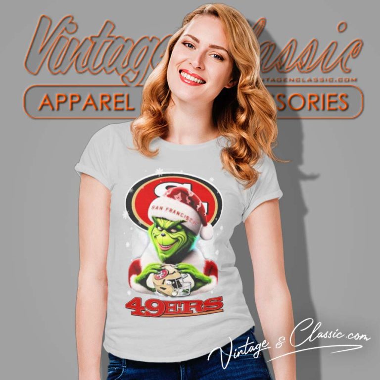 San Francisco 49ers Santa Grinch Christmas Love Women TShirt San Francisco 49ers Santa Grinch Christmas Love Women TShirt