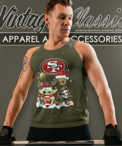San Francisco 49ers Shirt Baby Yoda And Groot Santa Christmas Tank Top Racerback