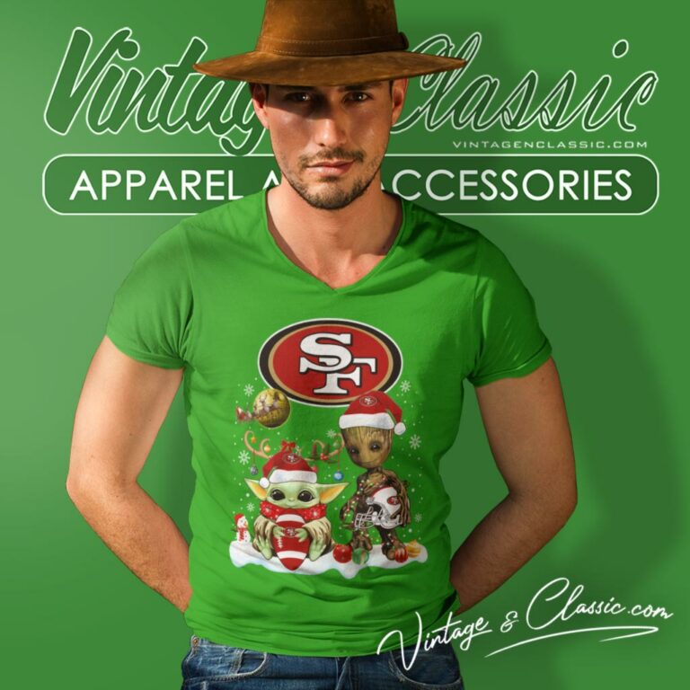 San Francisco 49ers Shirt Baby Yoda And Groot Santa Christmas V Neck TShirt San Francisco 49ers Shirt Baby Yoda And Groot Santa Christmas V Neck TShirt