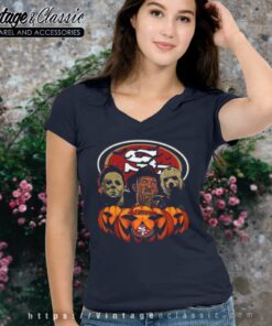 San Francisco 49ers Shirt Michael Myers Freddy Krueger Jason Voorhees Halloween V Neck TShirt