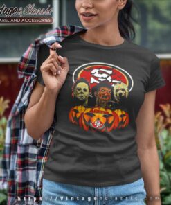 San Francisco 49ers Shirt Michael Myers Freddy Krueger Jason Voorhees Halloween Women TShirt
