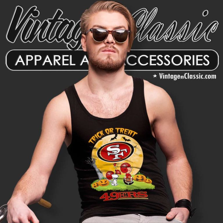 San Francisco 49ers Shirt Snoopy Trick Or Treat Halloween Tank Top Racerback San Francisco 49ers Shirt Snoopy Trick Or Treat Halloween Tank Top Racerback