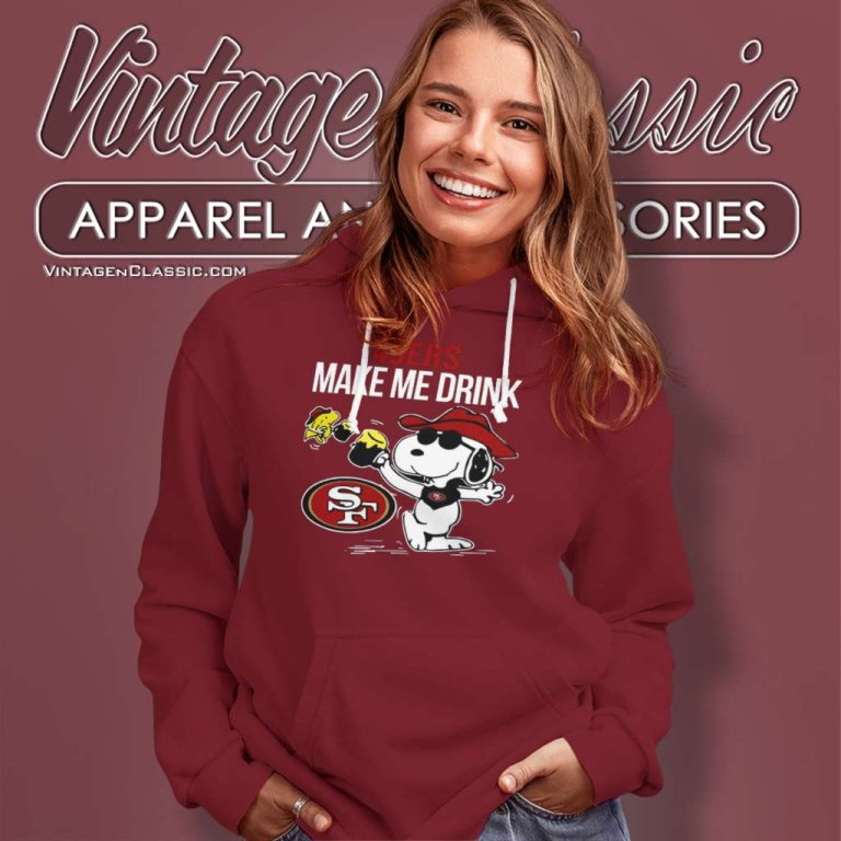 San Francisco 49ers Snoopy Make Me Drink Hoodie San Francisco 49ers Snoopy Make Me Drink Hoodie