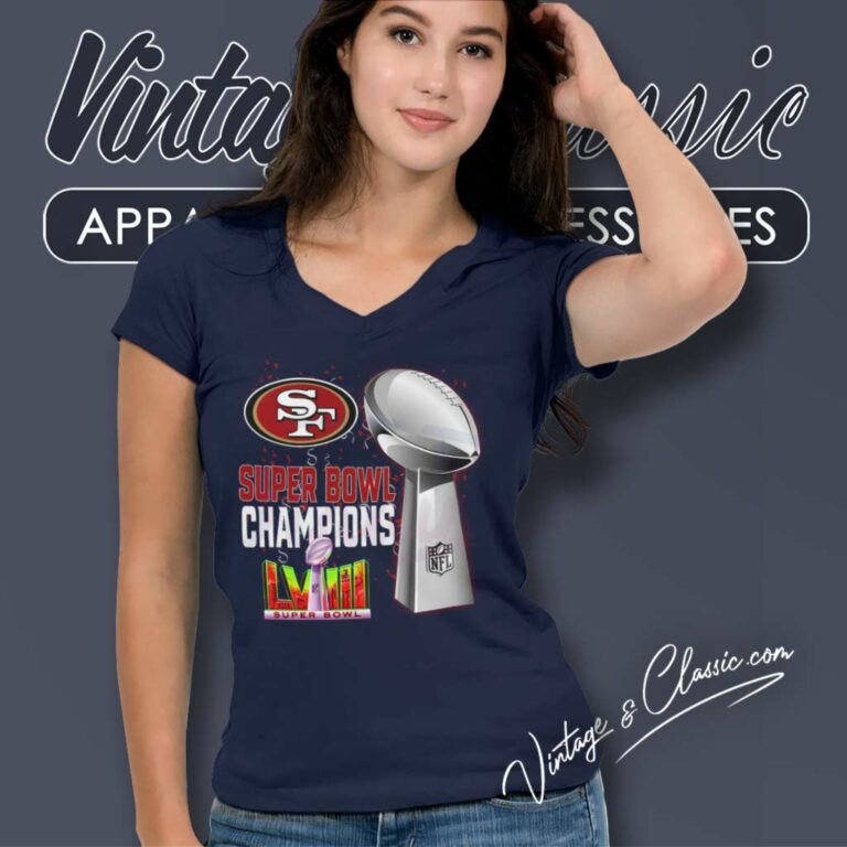 San Francisco 49ers Super Bowl Lviii 2023 Champions V Neck TShirt San Francisco 49ers Super Bowl Lviii 2023 Champions V Neck TShirt