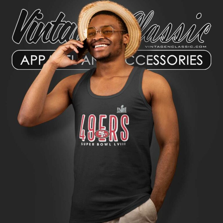 San Francisco 49ers Super Bowl Lviii Cheer Tank Top Racerback San Francisco 49ers Super Bowl Lviii Cheer Tank Top Racerback