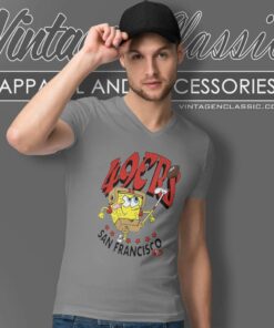 San Francisco 49ers Super Bowl Lviii X Spongebob Squarepants V Neck TShirt