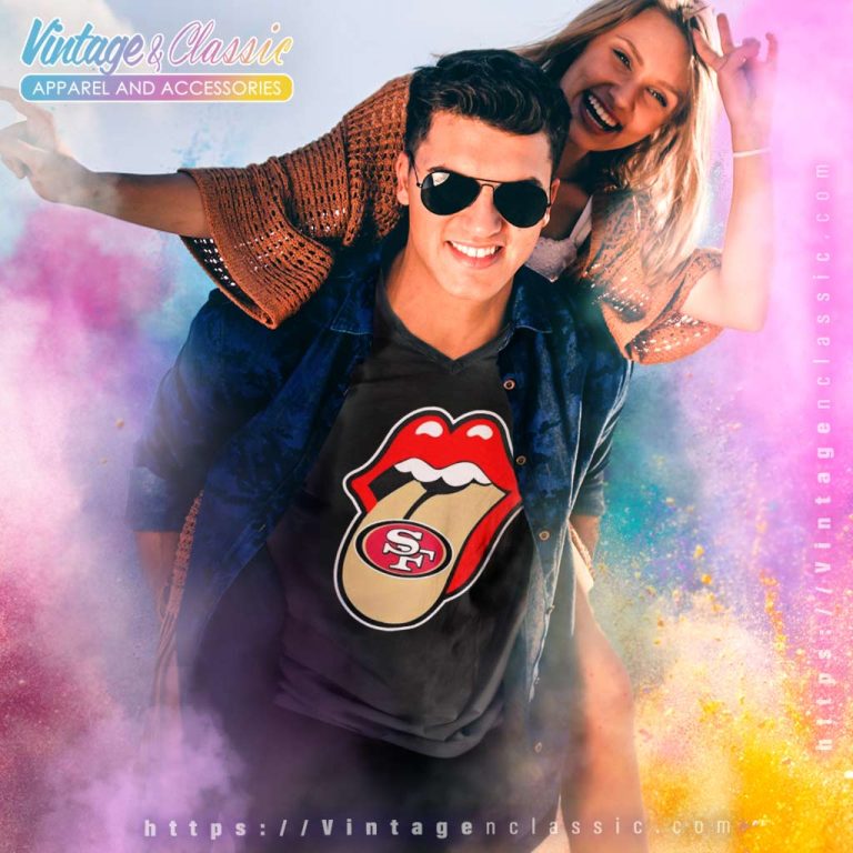 San Francisco 49ers The Rolling Stones Logo V Neck TShirt San Francisco 49ers The Rolling Stones Logo V Neck TShirt