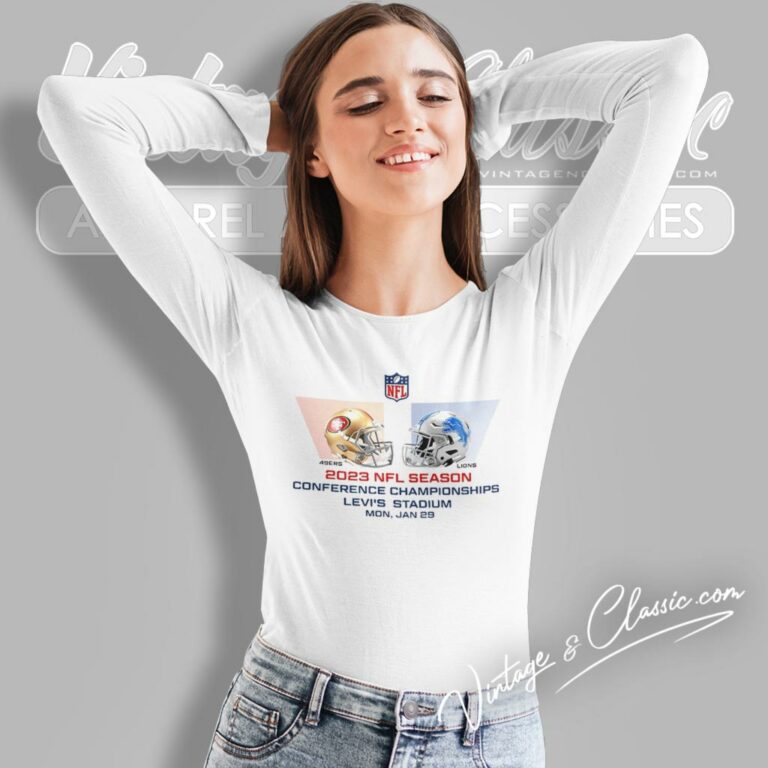 San Francisco 49ers Vs Detroit Lions Nfl Conference Championships Season 2023 Long Sleeve Tee San Francisco 49ers Vs Detroit Lions Nfl Conference Championships Season 2023 Long Sleeve Tee