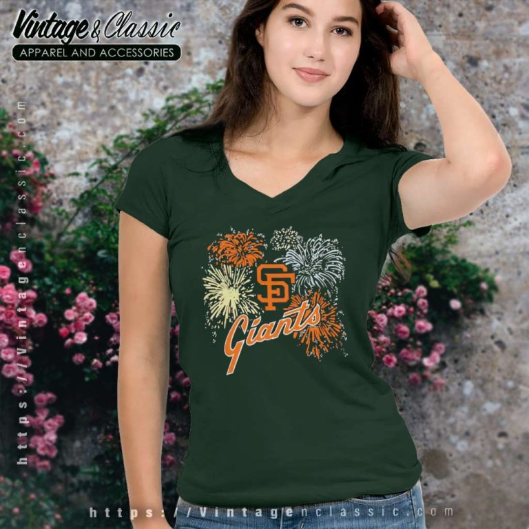 San Francisco Giants Fireworks 4th Of July V Neck TShirt San Francisco Giants Fireworks 4th Of July V Neck TShirt