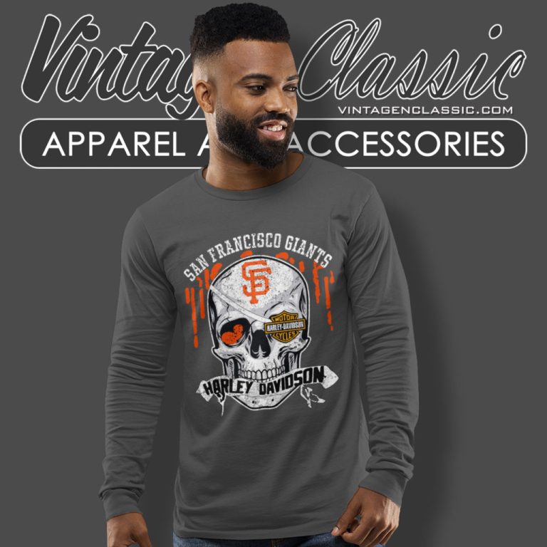 San Francisco Giants Harley Davidson Skull Long Sleeve Tee San Francisco Giants Harley Davidson Skull Long Sleeve Tee