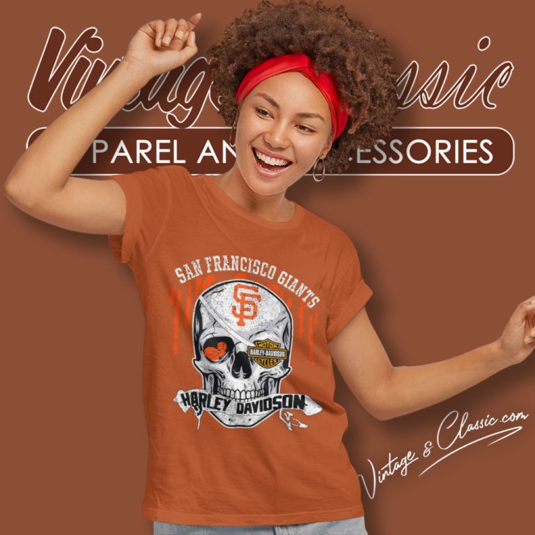 San Francisco Giants Harley Davidson Skull Women T Shirt San Francisco Giants Harley Davidson Skull Women T Shirt