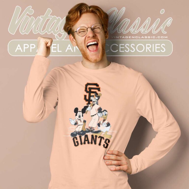 San Francisco Giants Mickey Mouse Donald Duck Goofy Long Sleeve Tee San Francisco Giants Mickey Mouse Donald Duck Goofy Long Sleeve Tee