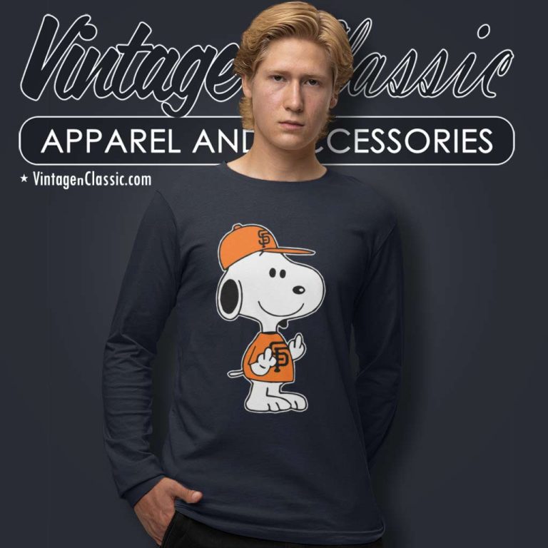 San Francisco Giants Snoopy Double Middle Fingers Long Sleeve Tee San Francisco Giants Snoopy Double Middle Fingers Long Sleeve Tee