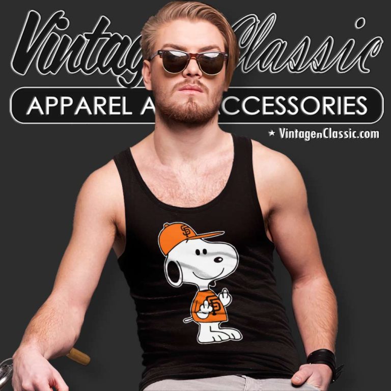 San Francisco Giants Snoopy Double Middle Fingers Tank Top Racerback San Francisco Giants Snoopy Double Middle Fingers Tank Top Racerback