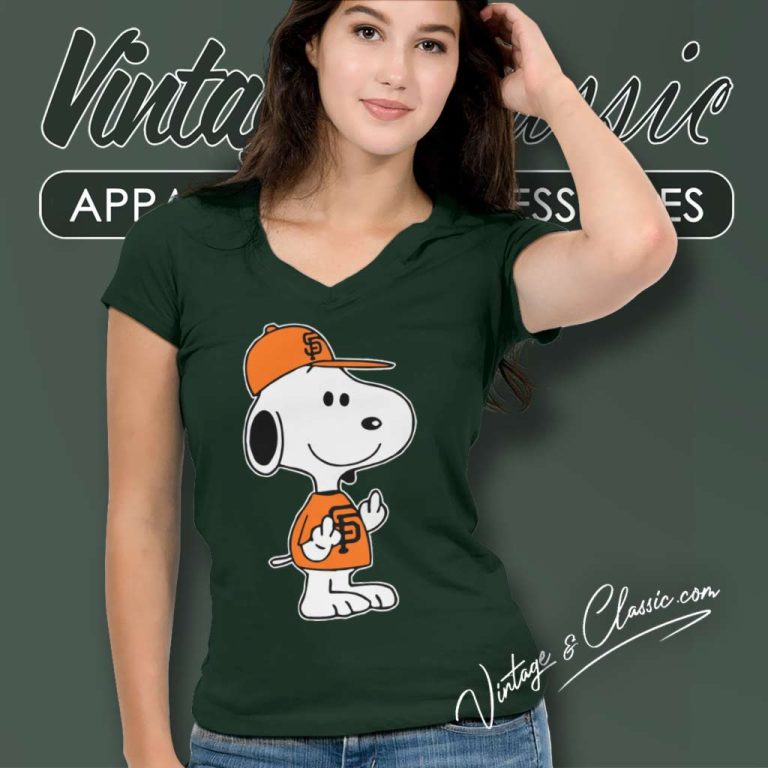 San Francisco Giants Snoopy Double Middle Fingers V Neck TShirt San Francisco Giants Snoopy Double Middle Fingers V Neck TShirt