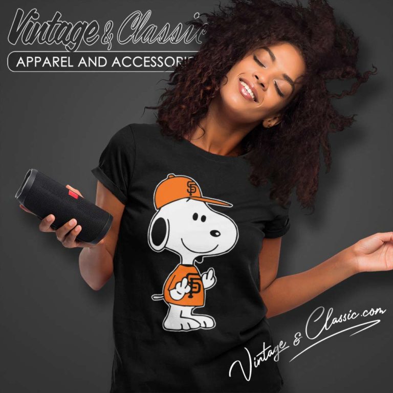 San Francisco Giants Snoopy Double Middle Fingers Women TShirt San Francisco Giants Snoopy Double Middle Fingers Women TShirt