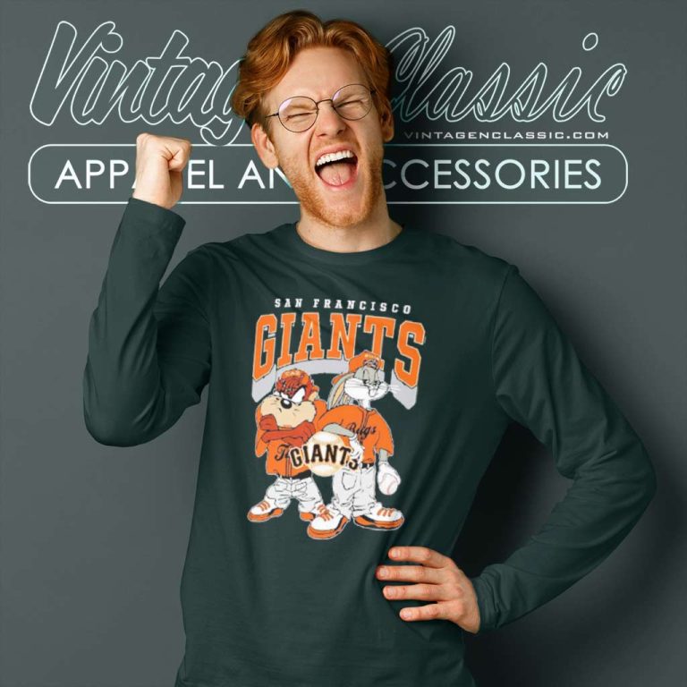 San Francisco Giants Taz And Bugs Players Long Sleeve Tee San Francisco Giants Taz And Bugs Players Long Sleeve Tee