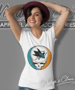 San Jose Sharks Grateful Dead Steal Your Face V Neck TShirt