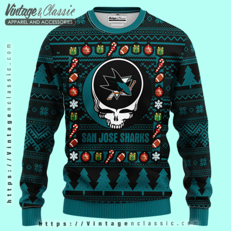San Jose Sharks Grateful Dead Ugly Sweater Ugly Christmas Sweater San Jose Sharks Grateful Dead Ugly Sweater Ugly Christmas Sweater