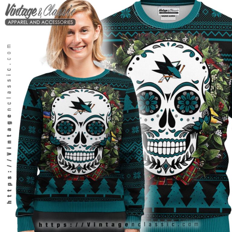 San Jose Sharks Skull Ugly Christmas Sweater Ugly Sweater shirt San Jose Sharks Skull Ugly Christmas Sweater Ugly Sweater shirt
