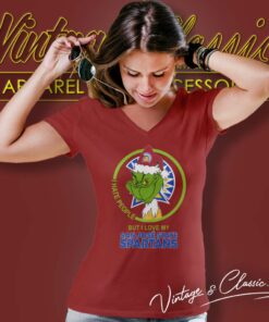 San Jose State Spartans Ncaa Christmas Grinch Shirt I Hate People But I Love My San Jose State V Neck TShirt 1