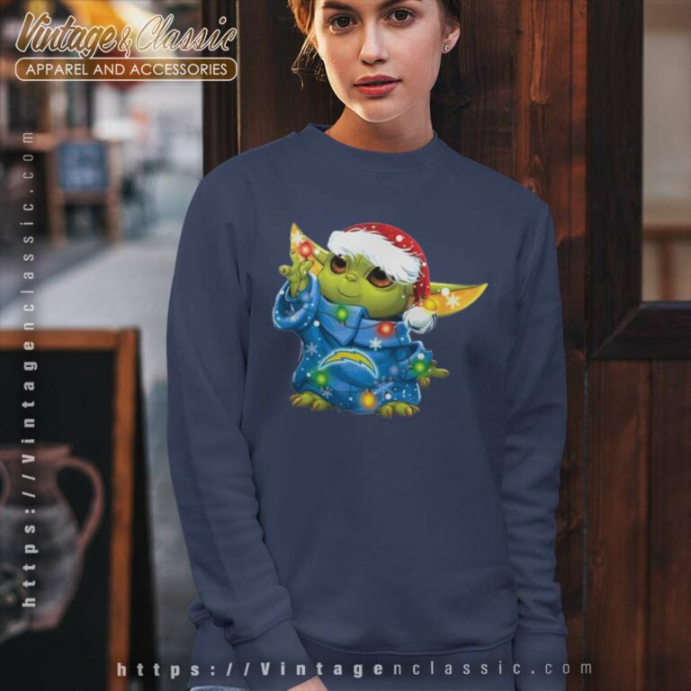 Santa Baby Yoda Los Angeles Chargers Light Christmas Sweatshirt Santa Baby Yoda Los Angeles Chargers Light Christmas Sweatshirt